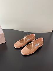 Jimmy Choo Eleri Ballerina Nude Patent Leather Ballerina Pump with Pearl Charm - 4