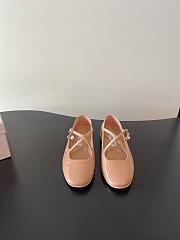 Jimmy Choo Eleri Ballerina Nude Patent Leather Ballerina Pump with Pearl Charm - 3