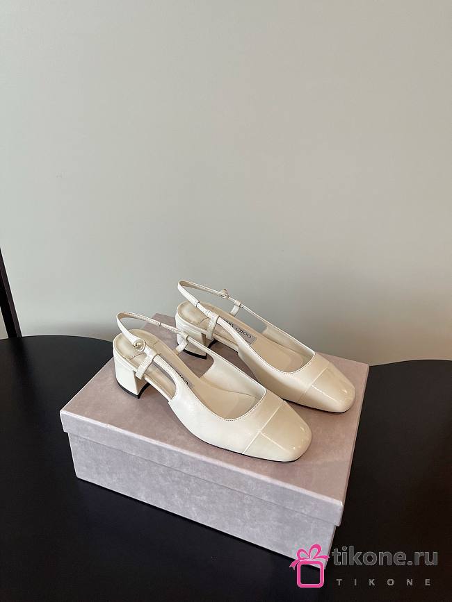 Jimmy Choo Elisa Sling Back 45 Patent Leather Pumps Latte  - 1