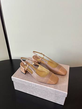 Jimmy Choo Elisa Sling Back 45 Patent Leather Pumps Nude