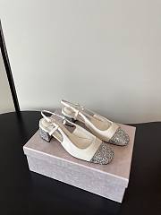 Jimmy Choo Elisa Sling Back 45 Silver/Latte Glitter Leather Pumps - 1
