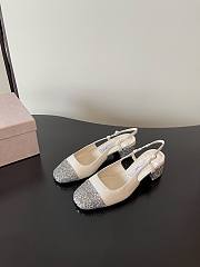Jimmy Choo Elisa Sling Back 45 Silver/Latte Glitter Leather Pumps - 6