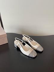 Jimmy Choo Elisa Sling Back 45 Silver/Latte Glitter Leather Pumps - 2