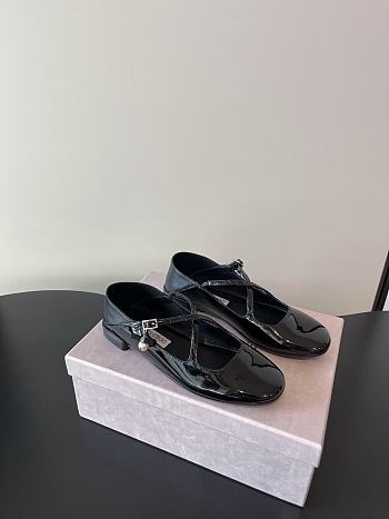 Jimmy Choo Eleri Ballerina Black Patent Leather Ballerina Pump with Pearl Charm