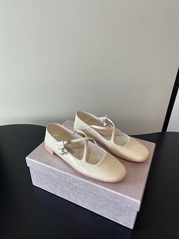 Jimmy Choo Eleri Ballerina White Patent Leather Ballerina Pump with Pearl Charm