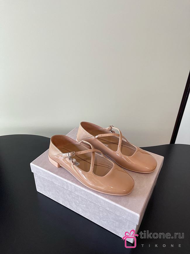 Jimmy Choo Eleri Ballerina Nude Patent Leather Ballerina Pump with Pearl Charm - 1