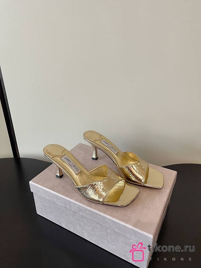 Jimmy Choo Skye 70 Vintage Metallic Leather Sandals Gold  - 1