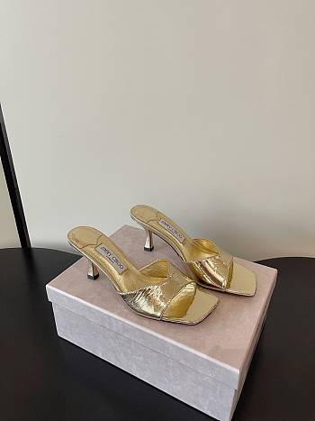 Jimmy Choo Skye 70 Vintage Metallic Leather Sandals Gold 