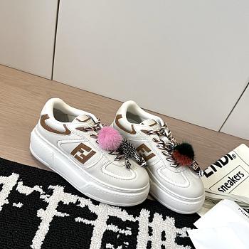 Fendi Match Low Top Platform Shoes in White Leather With Charm