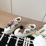 Fendi Match Low Top Platform Shoes in White Leather With Charm - 6