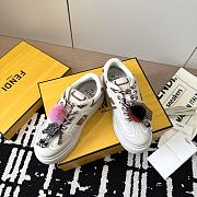 Fendi Match Low Top Platform Shoes in White Leather With Charm - 5