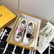 Fendi Match Low Top Platform Shoes in White Leather With Charm - 4