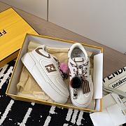 Fendi Match Low Top Platform Shoes in White Leather With Charm - 3
