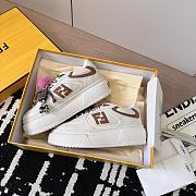 Fendi Match Low Top Platform Shoes in White Leather With Charm - 2