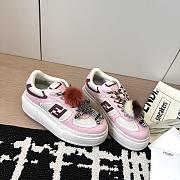Fendi Match Low Top Platform Shoes in Pink Leather With Charm - 1
