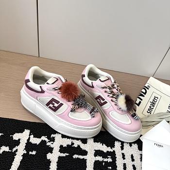 Fendi Match Low Top Platform Shoes in Pink Leather With Charm
