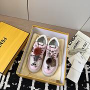 Fendi Match Low Top Platform Shoes in Pink Leather With Charm - 6