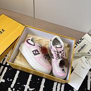 Fendi Match Low Top Platform Shoes in Pink Leather With Charm - 5