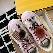 Fendi Match Low Top Platform Shoes in Pink Leather With Charm - 4