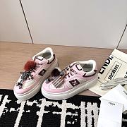 Fendi Match Low Top Platform Shoes in Pink Leather With Charm - 3