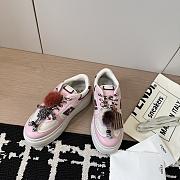 Fendi Match Low Top Platform Shoes in Pink Leather With Charm - 2