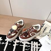 Fendi Match Low Top Platform Shoes in Brown Leather With Charm - 6