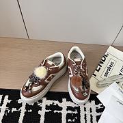 Fendi Match Low Top Platform Shoes in Brown Leather With Charm - 5