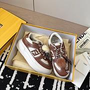 Fendi Match Low Top Platform Shoes in Brown Leather With Charm - 2