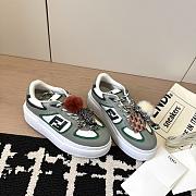 Fendi Match Low Top Platform Shoes in Gray Leather With Charm - 1