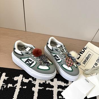 Fendi Match Low Top Platform Shoes in Gray Leather With Charm