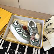 Fendi Match Low Top Platform Shoes in Gray Leather With Charm - 4
