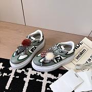Fendi Match Low Top Platform Shoes in Gray Leather With Charm - 2