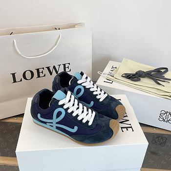 Loewe Ballet Runner 2.0 In Nylon And Calfskin Navy Blue/Turquoise