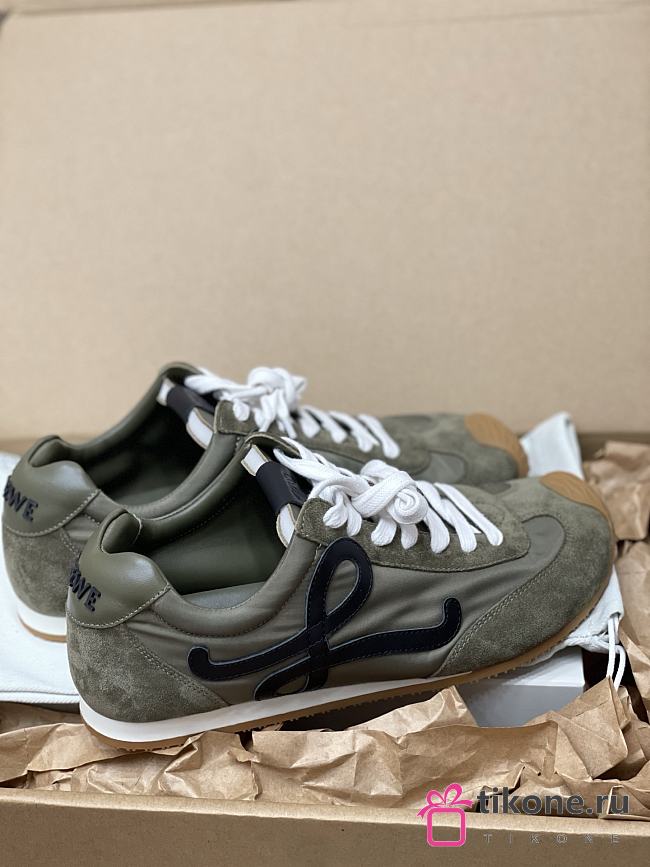 Loewe Ballet Runner 2.0 in Nylon and Calfskin Green - 1