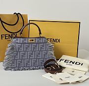 Peekaboo ISeeU Petite Blue Denim Effect FF Jacquard Bag - 27x15x6cm - 5