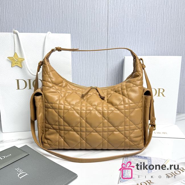 Dior Large D-Dream Bag Brown Macrocannage Lambskin - 38x24x15cm - 1