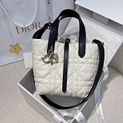 Small Dior Toujours Vertical Tote Bag Two-Tone Latte and Black Macrocannage Calfskin - 18x16x12cm - 2