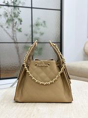 Chanel 25 Handbag Small Grained Calfskin Gold Tone Metal Dark Beige - 30x26x14cm - 4