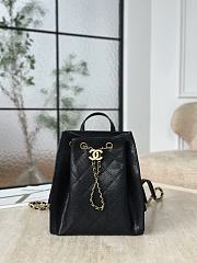 Chanel 25 Medium Backpack Grained Calfskin & Gold Tone Metal Black - 23x23x14cm - 5