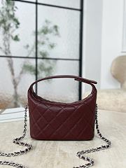 Chanel Mini Hobo Shiny Grained Calfskin Strass & Silver Tone Metal Burgundy - 21.5x19x6cm - 6