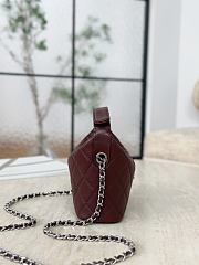 Chanel Mini Hobo Shiny Grained Calfskin Strass & Silver Tone Metal Burgundy - 21.5x19x6cm - 4
