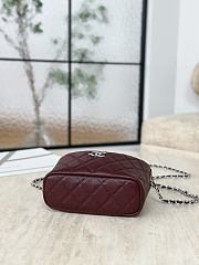 Chanel Mini Hobo Shiny Grained Calfskin Strass & Silver Tone Metal Burgundy - 21.5x19x6cm - 3