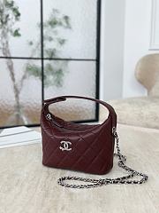 Chanel Mini Hobo Shiny Grained Calfskin Strass & Silver Tone Metal Burgundy - 21.5x19x6cm - 2