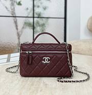 Chanel Vanity with Chain Shiny Grained Calfskin Strass & Silver Tone Metal Burgundy - 17x19.5x5cm - 1