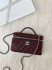 Chanel Vanity with Chain Shiny Grained Calfskin Strass & Silver Tone Metal Burgundy - 17x19.5x5cm - 2