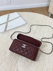 Chanel Vanity with Chain Shiny Grained Calfskin Strass & Silver Tone Metal Burgundy - 17x19.5x5cm - 6