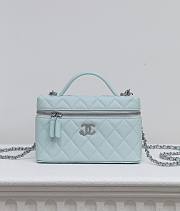 Chanel Vanity with Chain Shiny Grained Calfskin Strass & Silver Tone Metal Light Blue - 17x19.5x5cm - 1