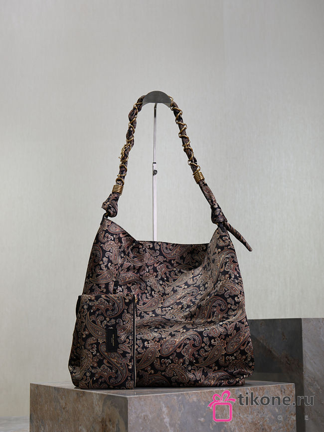 YSL Amalia In Silk Twill Navy Multicolor - 50x42x1cm - 1