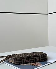 Fendi Baguette Pouch Brown Jacquard FF Fabric Clutch With Chain - 20x13x3cm - 3