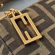 Fendi Baguette Pouch Brown Jacquard FF Fabric Clutch With Chain - 20x13x3cm - 2